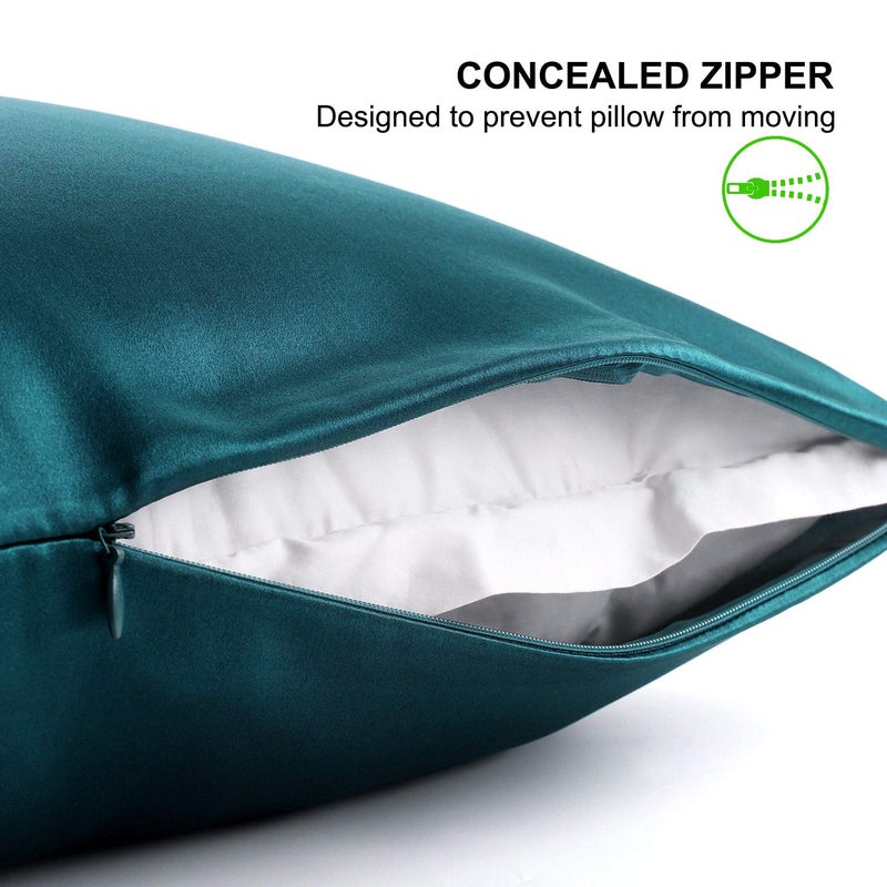 ALASKA BEAR Silk Pillowcase for Hair and Skin, 100% Mulberry Silk Pillow Cases King Size for Bliss Sleep with Random Color Scrunchy Gift Set Better Than Poly Satin, 1pc, Teal/Dark Turquoise - Image 3